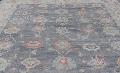 Measures: 14'5 x 18'0 Large Turkish Modern Oushak Rug in Gray and Neutrals and All - Over Design. Keivan Woven Arts / rug EN - 15205, country of origin / type: Turkey / Oushak This traditional Oushak rug from Turkey features a subdued, neutral c... - Keivan Woven ArtsEN - 15205 - 22243Rug