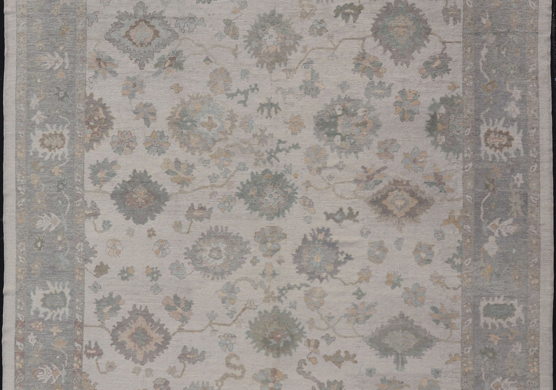Measures: 14'6 x 18'9 Modern Turkish Oushak Rug with Neutral Color Palette and All - Over Floral Design. Keivan Woven Arts, rug EN - 15207, country of origin / type: Turkey / Oushak This large classic Oushak rug from Turkey features a subdued, n... - Keivan Woven ArtsEN - 15207 - 22872Rug