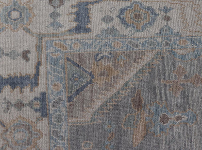 Measures: 7'3 x 10'4 Turkish Modern Oushak Rug in Medallion Design in Gray - Blue, and Marigold. Keivan Woven Arts / rug EN - 15208, country of origin / type: Turkey / Oushak This traditional Oushak rug from Turkey features a subdued, neutral co... - Keivan Woven ArtsEN - 15208 - 22416