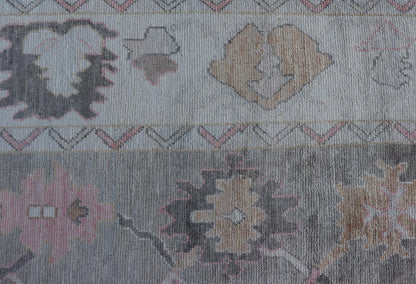 Measures: 9'0 x 11'9 Tribal Design Turkish Oushak Rug with Medallions in Light Green and Multi Colors. Keivan Woven Arts / rug EN - 15210, country of origin / type: Turkey / Oushak This unique design Oushak rug from Turkey features a bold desi... - Keivan Woven ArtsEN - 15210 - 21895Rug