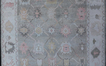 Measures: 9'0 x 11'9 Tribal Design Turkish Oushak Rug with Medallions in Light Green and Multi Colors. Keivan Woven Arts / rug EN - 15210, country of origin / type: Turkey / Oushak This unique design Oushak rug from Turkey features a bold desi... - Keivan Woven ArtsEN - 15210 - 21895Rug