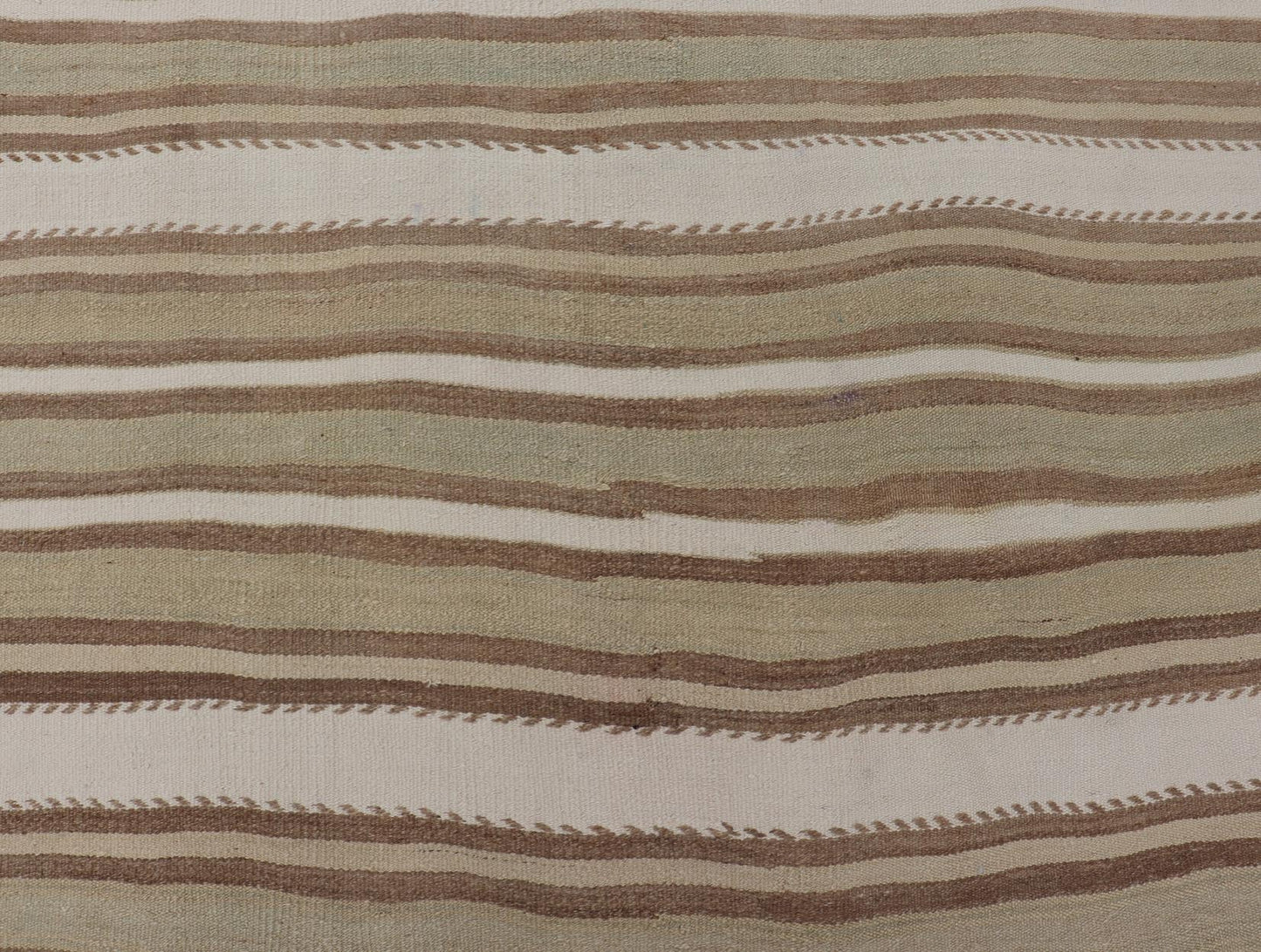 Striped Flat - Weave Vintage Turkish Kilim in Green, Cream, brown and Tan. Keivan Woven Arts / rug EN - 15245, country of origin / type: Turkey / Kilim, circa 1950 Measures: 4'11 x 8'1 This lightly - colored Turkish Kilim is flat - woven in a mi... - Keivan Woven ArtsEN - 15245 - 24049Rug