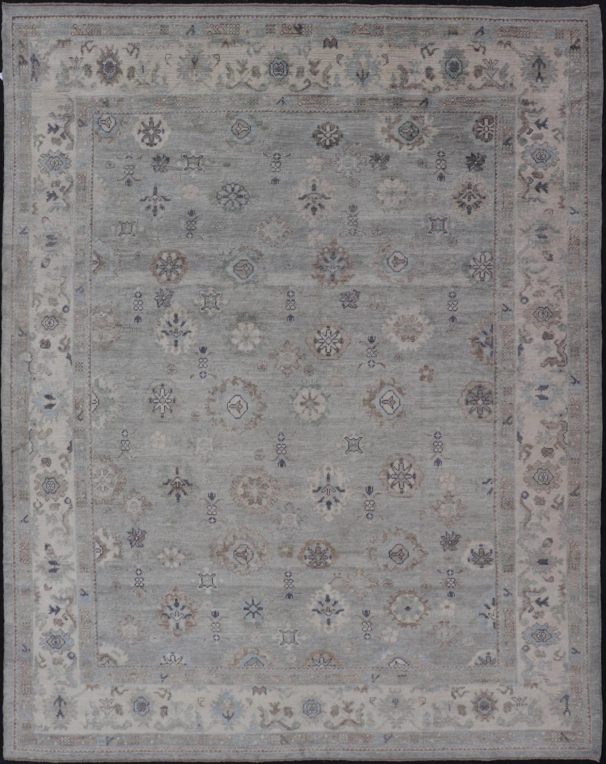 Measures: 9'2 x 12'0 Neutral Color Palette All - Over Floral Design Turkish Oushak Rug. Keivan Woven Arts / rug EN - 15249, country of origin / type: Turkey / Oushak This traditional Oushak rug from Turkey features a subdued, neutral color palet... - Keivan Woven ArtsEN - 15249 - 22440Rug