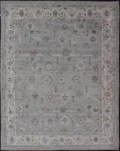 Measures: 9'2 x 12'0 Neutral Color Palette All - Over Floral Design Turkish Oushak Rug. Keivan Woven Arts / rug EN - 15249, country of origin / type: Turkey / Oushak This traditional Oushak rug from Turkey features a subdued, neutral color palet... - Keivan Woven ArtsEN - 15249 - 22440Rug