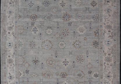 Measures: 9'2 x 12'0 Neutral Color Palette All - Over Floral Design Turkish Oushak Rug. Keivan Woven Arts / rug EN - 15249, country of origin / type: Turkey / Oushak This traditional Oushak rug from Turkey features a subdued, neutral color palet... - Keivan Woven ArtsEN - 15249 - 22440Rug