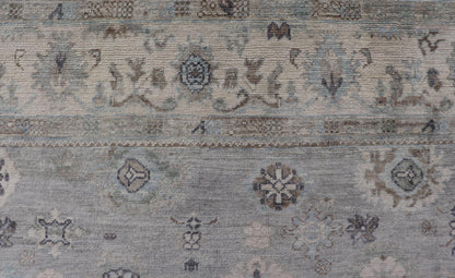 Measures: 9'2 x 12'0 Neutral Color Palette All - Over Floral Design Turkish Oushak Rug. Keivan Woven Arts / rug EN - 15249, country of origin / type: Turkey / Oushak This traditional Oushak rug from Turkey features a subdued, neutral color palet... - Keivan Woven ArtsEN - 15249 - 22440Rug