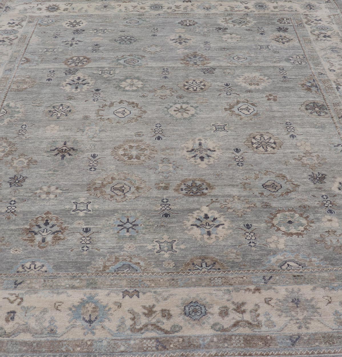 Measures: 9'2 x 12'0 Neutral Color Palette All - Over Floral Design Turkish Oushak Rug. Keivan Woven Arts / rug EN - 15249, country of origin / type: Turkey / Oushak This traditional Oushak rug from Turkey features a subdued, neutral color palet... - Keivan Woven ArtsEN - 15249 - 22440Rug