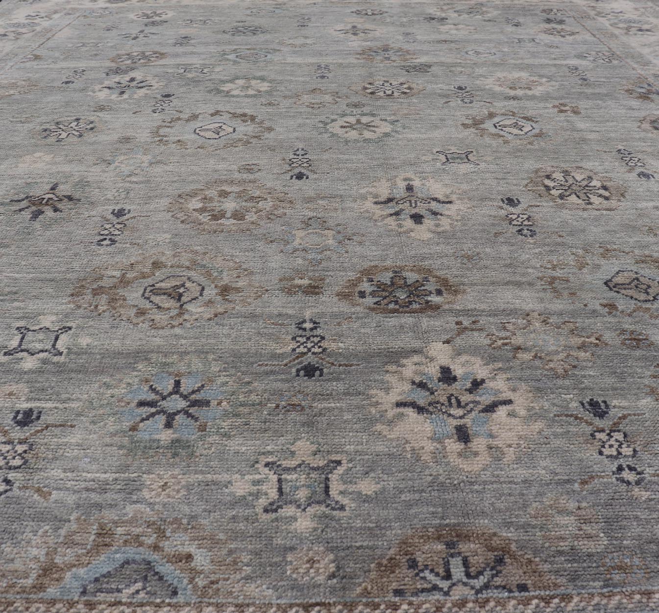 Measures: 9'2 x 12'0 Neutral Color Palette All - Over Floral Design Turkish Oushak Rug. Keivan Woven Arts / rug EN - 15249, country of origin / type: Turkey / Oushak This traditional Oushak rug from Turkey features a subdued, neutral color palet... - Keivan Woven ArtsEN - 15249 - 22440Rug