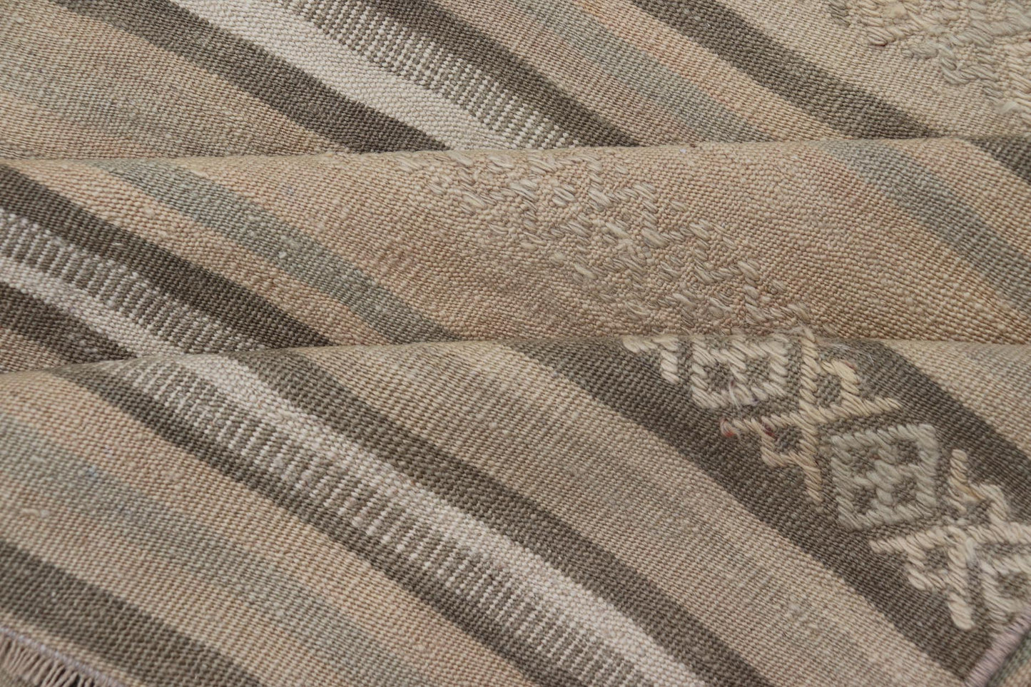 Vintage Turkish Kilim Runner Rug with Subtle Stripes - Keivan Woven ArtsEN - 15264Rug