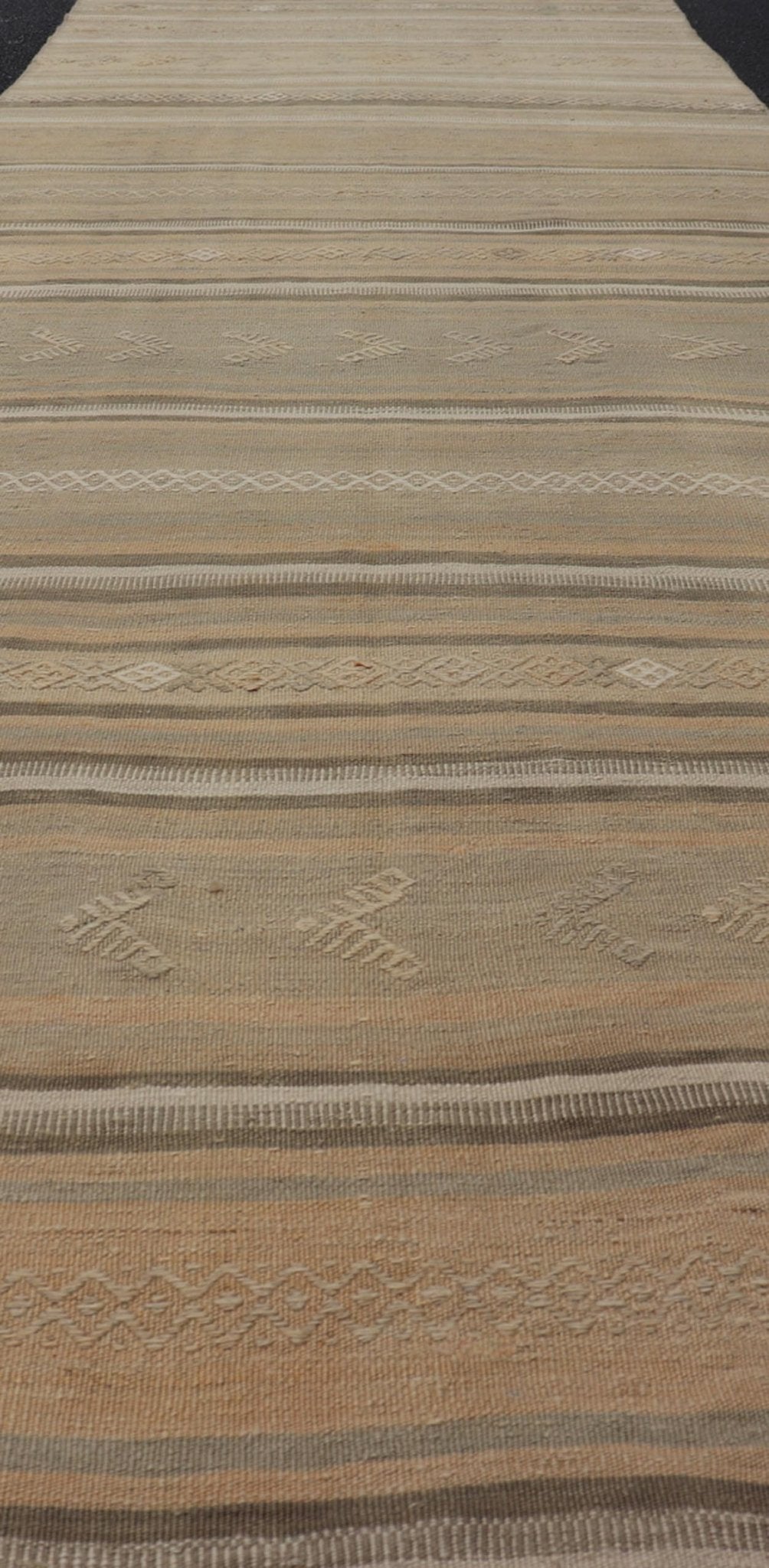 Vintage Turkish Kilim Runner Rug with Subtle Stripes - Keivan Woven ArtsEN - 15264Rug