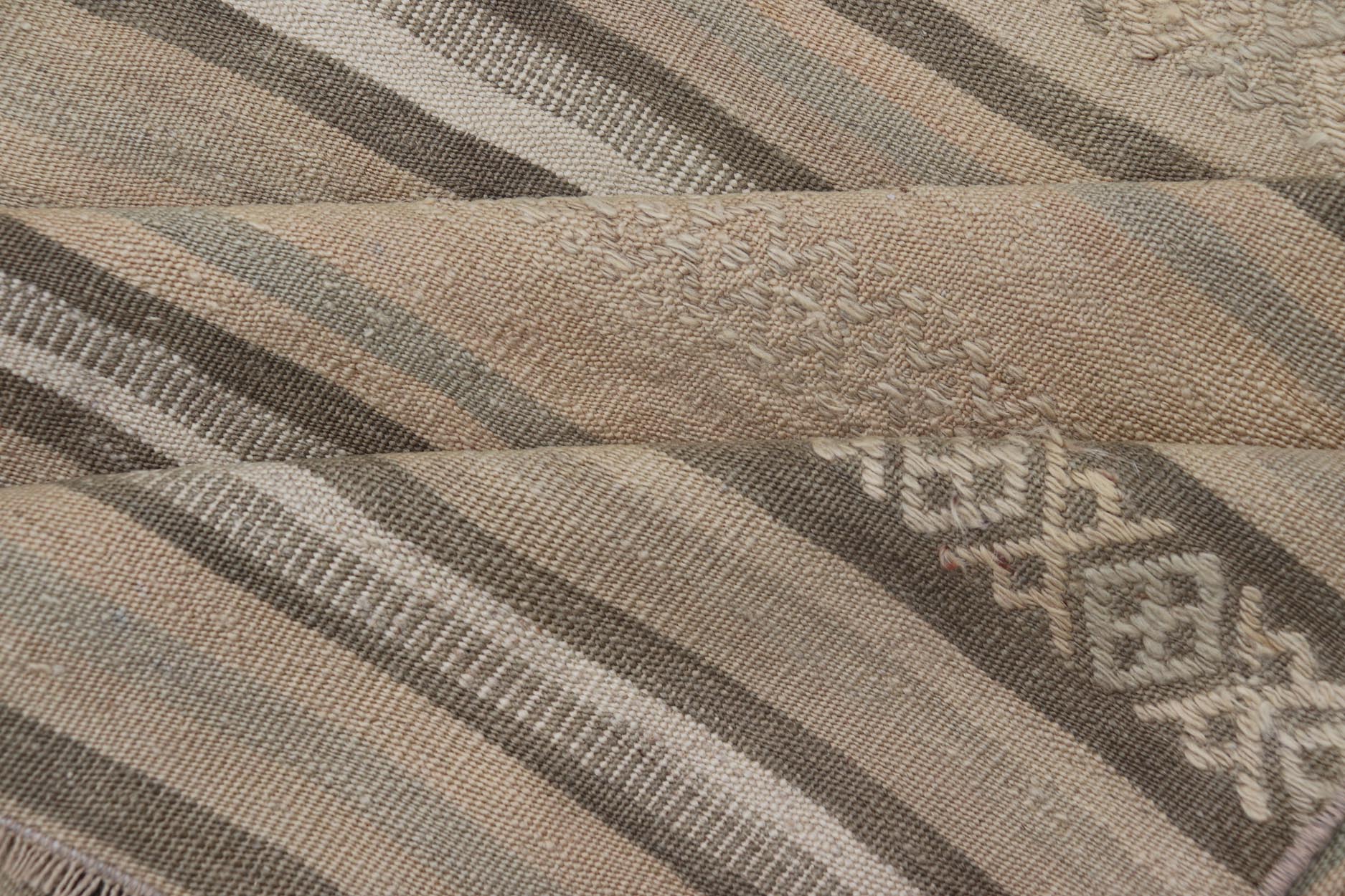 Vintage Turkish Kilim Runner Rug with Subtle Stripes - Keivan Woven ArtsEN - 15264Rug