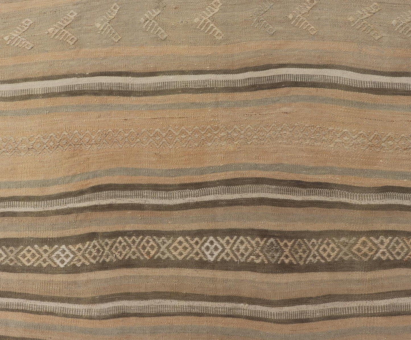 Vintage Turkish Kilim Runner Rug with Subtle Stripes - Keivan Woven ArtsEN - 15264Rug
