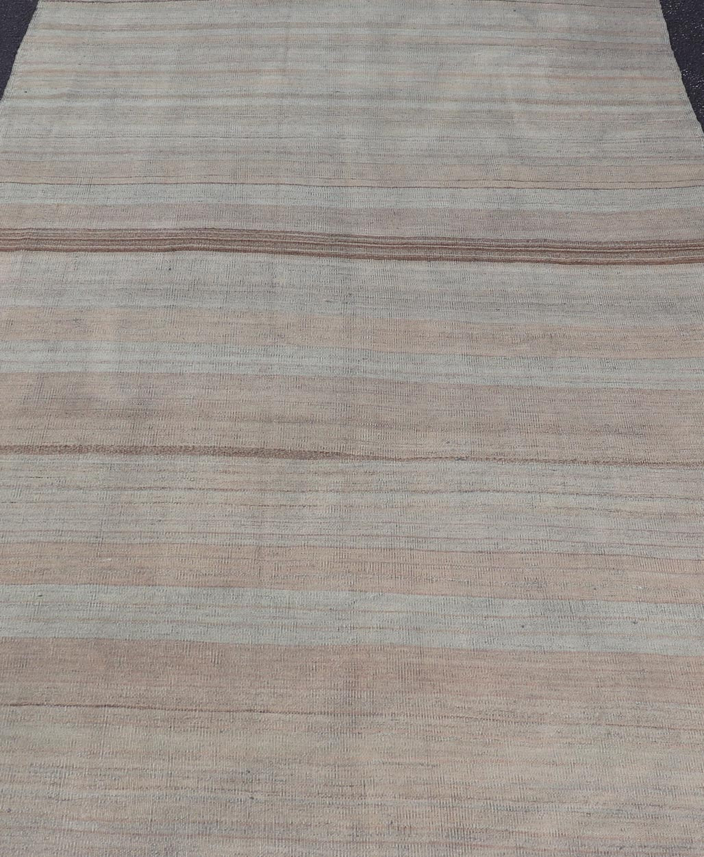 Vintage Turkish Kilim Rug with Earthy Pastel Stripes - Keivan Woven ArtsEN - 15269Rug