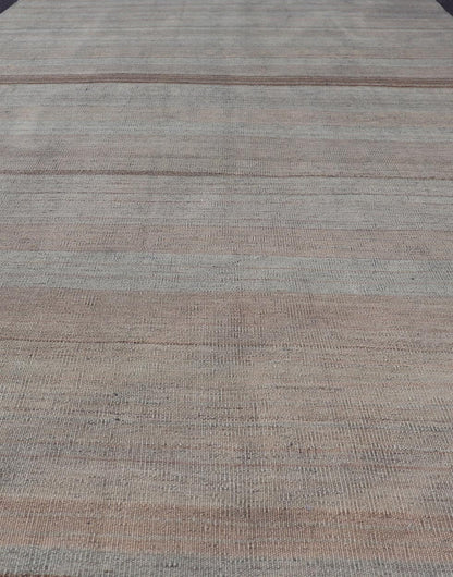 Vintage Turkish Kilim Rug with Earthy Pastel Stripes - Keivan Woven ArtsEN - 15269Rug