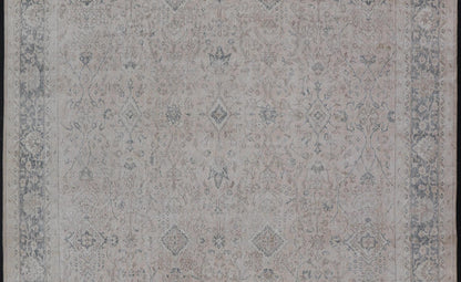 Blush, Tan, & Blue Vintage Turkish Distressed Rug with All - Over Floral Design. Blush, Cream, light brown, gray blue and Blue Vintage Turkish Distressed Rug with All - Over Floral Design in Tan, gray blue, light brown. Keivan Woven Arts, rug/EN - 154... - Keivan Woven ArtsEN - 15414 - 23827Rug