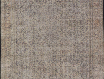 All - Over Vintage Turkish Distressed Rug in Cream, Lavender, Taupe, and Green. Keivan Woven Arts / rug EN - 15415, country of origin / type: Turkey / Oushak, circa 1950. Measures: 7'9 x 11'2 This distressed rug Turkish vintage rug bears... - Keivan Woven ArtsEN - 15415 - 23690Rug
