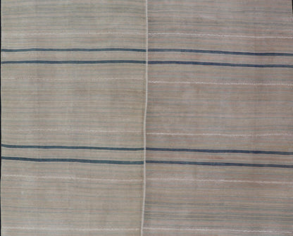 Vintage Turkish Tribal Kilim Rug with Serene Pastel Stripes and Handwoven Elegance - Keivan Woven ArtsEN - 15417Rug