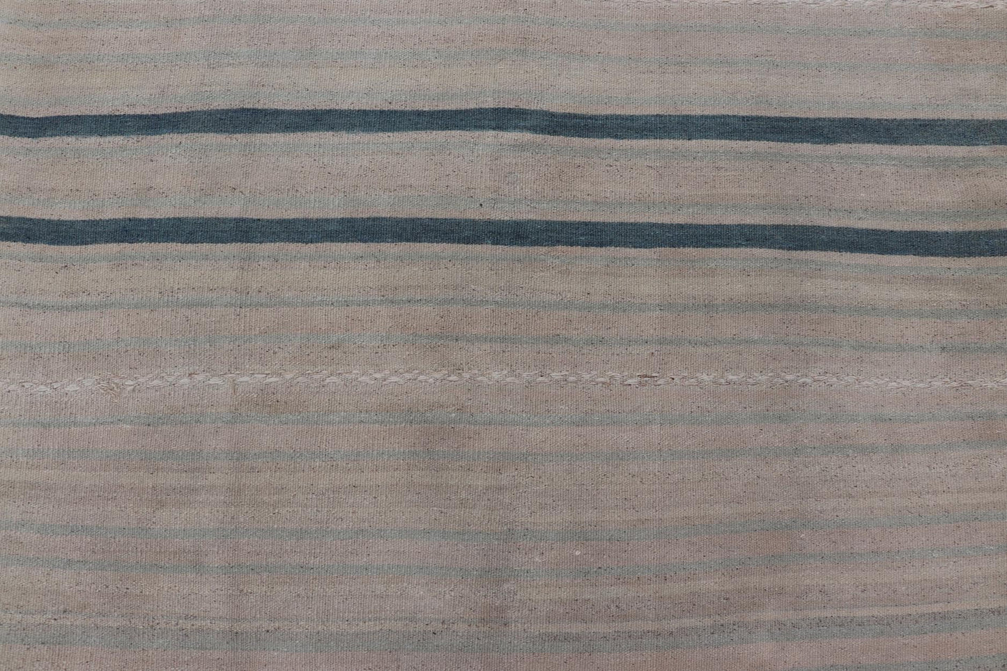 Vintage Turkish Tribal Kilim Rug with Serene Pastel Stripes and Handwoven Elegance - Keivan Woven ArtsEN - 15417Rug