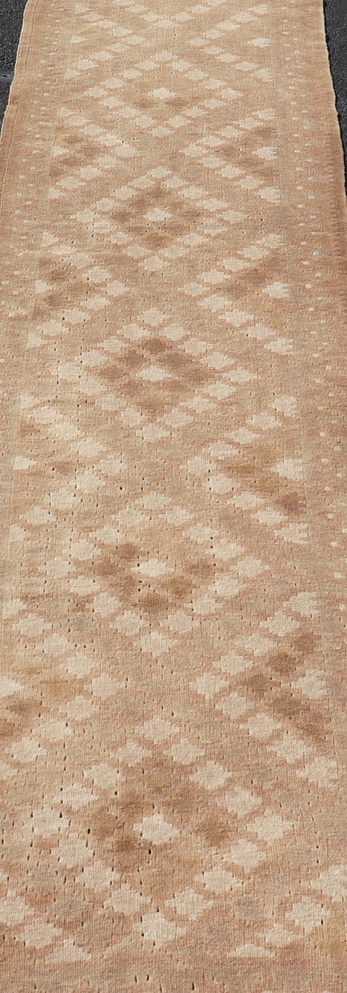 Vintage Turkish Tribal Kilim Runner with Warm Earth Tones and Geometric Patterns - Keivan Woven ArtsEN - 15425Rug