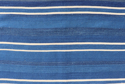 Turkish Flat - Weave Kilim in Navy Blue and Ivory In Striped Design. Keivan Woven Arts / rug EN - 15523, country of origin / type: Turkey / Kilim, circa 1950 Measures: 4'5 x 5'10 This vintage Turkish Kilim rug features a contemporary geometric strip... - Keivan Woven ArtsEN - 15523 - 23619Rug