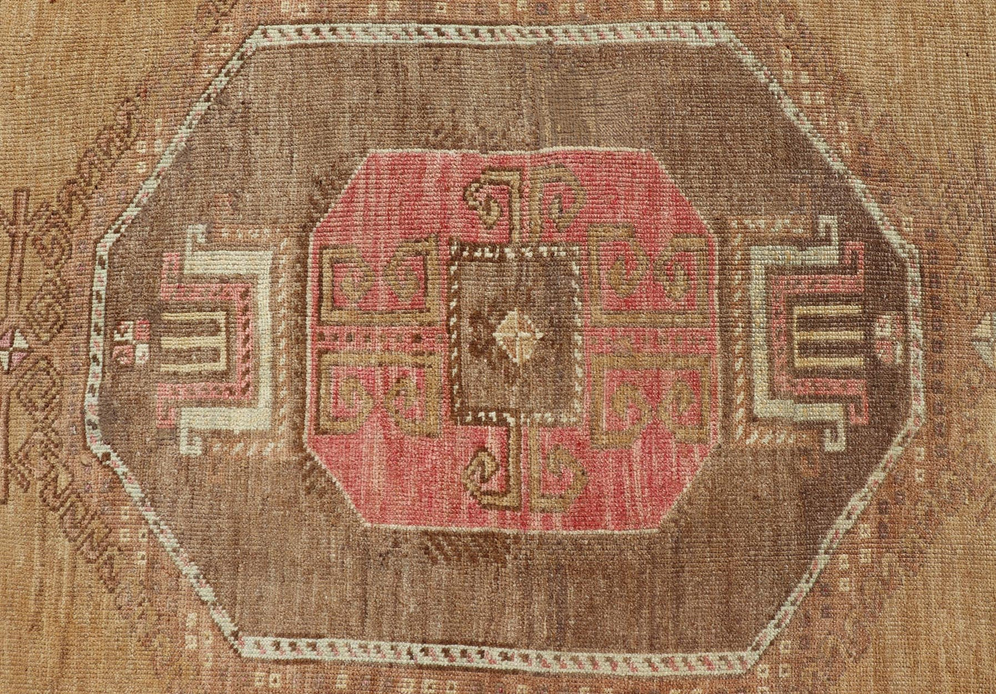 Vintage Turkish Kars wide Gallery Rug With Geometric Medallions by Keivan Woven Arts This Gallery Kars rug showcases three large, octagonal medallions aligned vertically along the length of the Turkish Kars runner. This wide gallery runner is ... - Keivan Woven ArtsEN - 15537 - 26544Rug