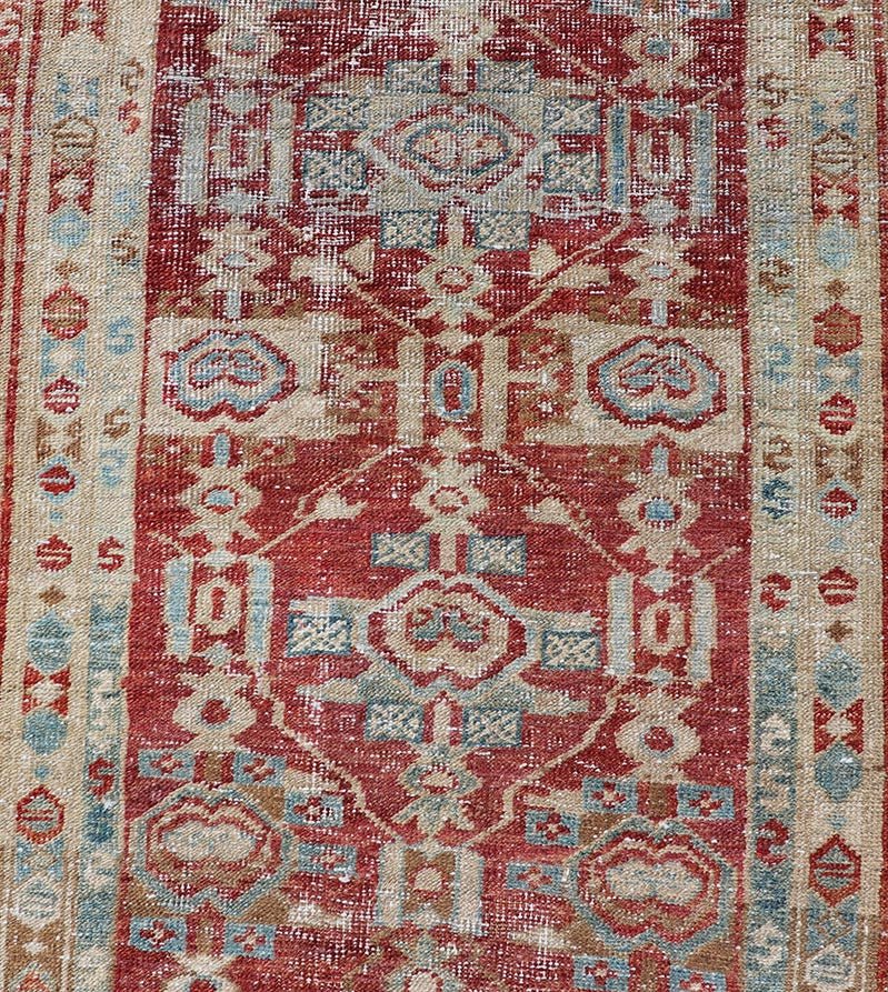 Long Persian Heriz in Geometric Design by Keivan Woven Arts Measures: 2'9 x 14'10 Persian Heriz rugs originate from the Heriz region in Northwestern Iran. This exquisite Heriz runner is a stunning example of Persian craftsmanship. This... - Keivan Woven ArtsEN - 15798 - 26682