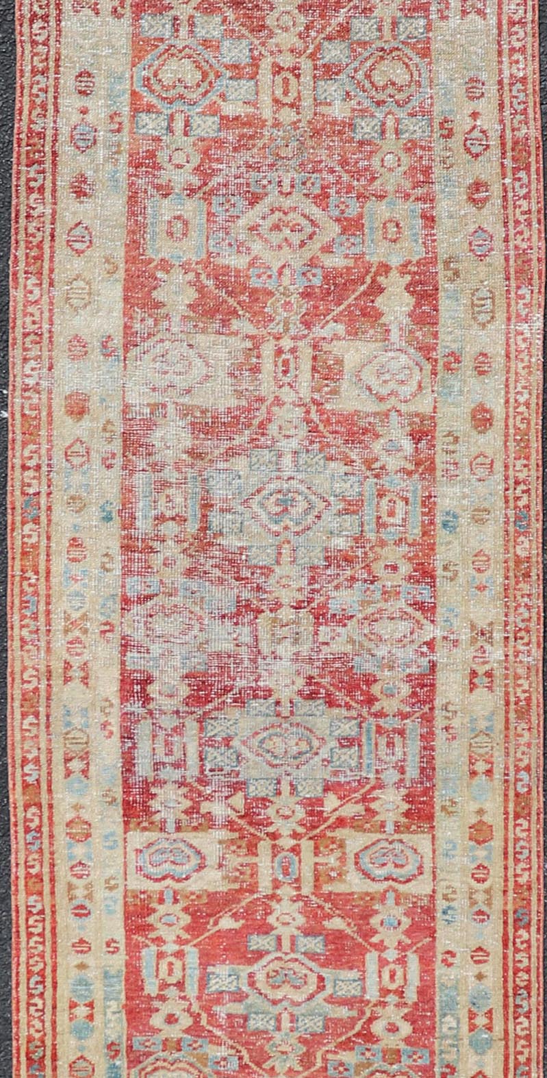Long Persian Heriz in Geometric Design by Keivan Woven Arts Measures: 2'9 x 14'10 Persian Heriz rugs originate from the Heriz region in Northwestern Iran. This exquisite Heriz runner is a stunning example of Persian craftsmanship. This... - Keivan Woven ArtsEN - 15798 - 26682