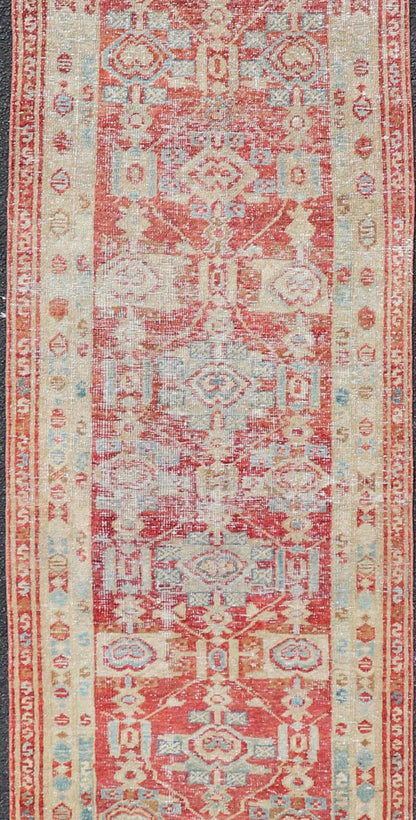 Long Persian Heriz in Geometric Design by Keivan Woven Arts Measures: 2'9 x 14'10 Persian Heriz rugs originate from the Heriz region in Northwestern Iran. This exquisite Heriz runner is a stunning example of Persian craftsmanship. This... - Keivan Woven ArtsEN - 15798 - 26682