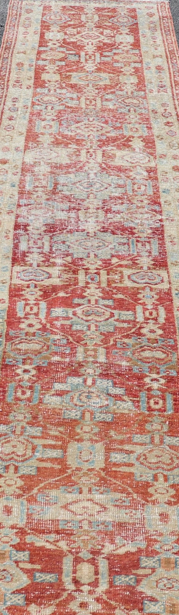 Long Persian Heriz in Geometric Design by Keivan Woven Arts Measures: 2'9 x 14'10 Persian Heriz rugs originate from the Heriz region in Northwestern Iran. This exquisite Heriz runner is a stunning example of Persian craftsmanship. This... - Keivan Woven ArtsEN - 15798 - 26682