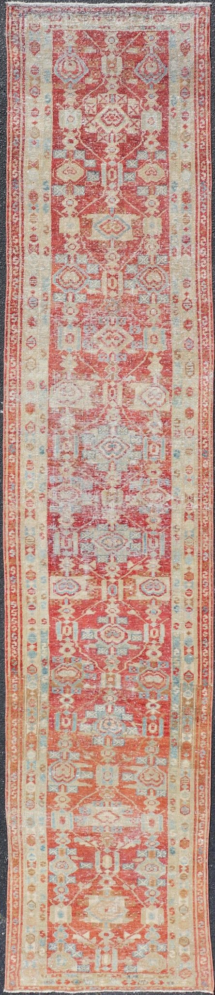 Long Persian Heriz in Geometric Design by Keivan Woven Arts Measures: 2'9 x 14'10 Persian Heriz rugs originate from the Heriz region in Northwestern Iran. This exquisite Heriz runner is a stunning example of Persian craftsmanship. This... - Keivan Woven ArtsEN - 15798 - 26682Rug