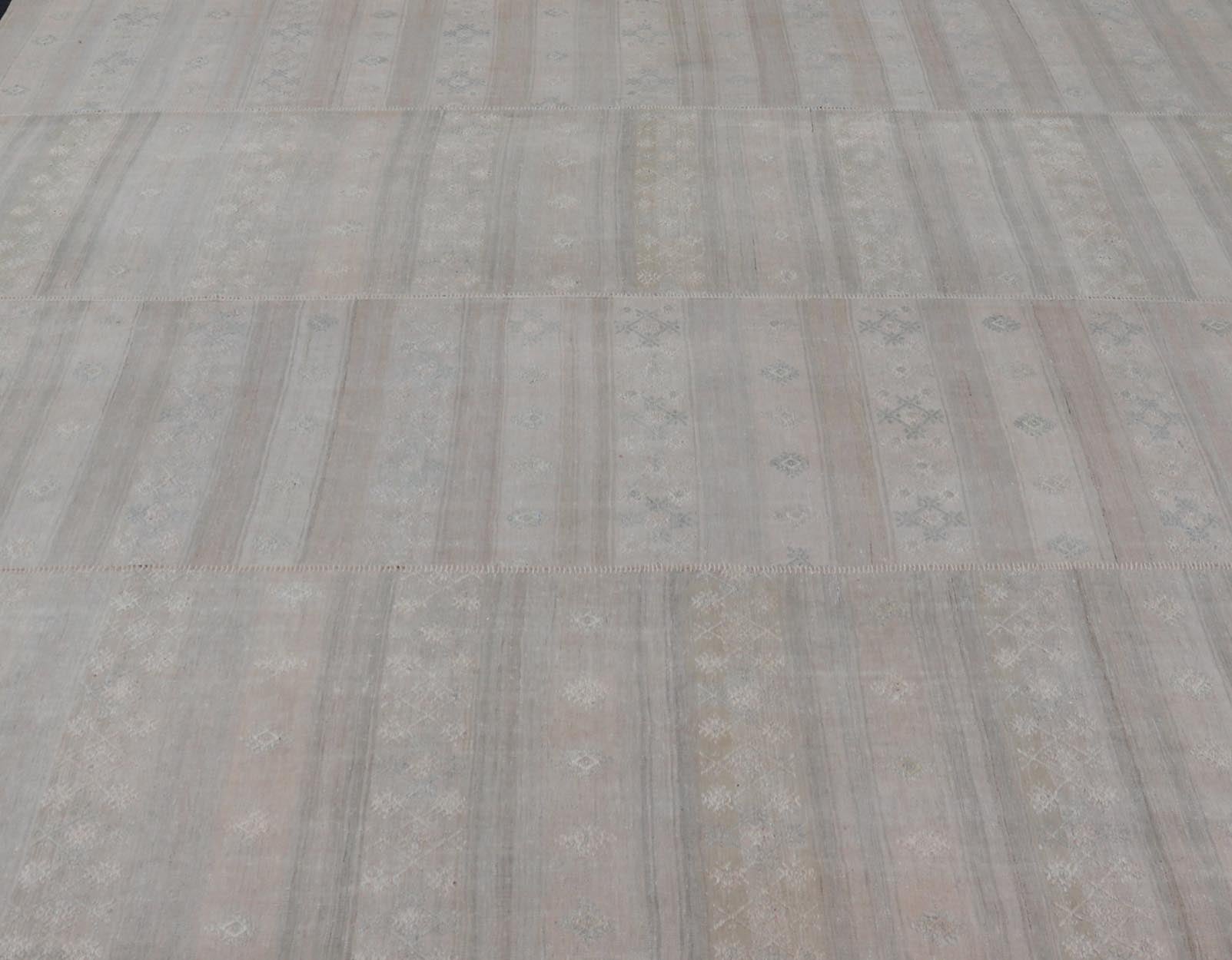 Vintage Turkish Square Kilim Rug in Soft Pastel Tones with Intricate Patterns - Keivan Woven ArtsEN - 15809Rug