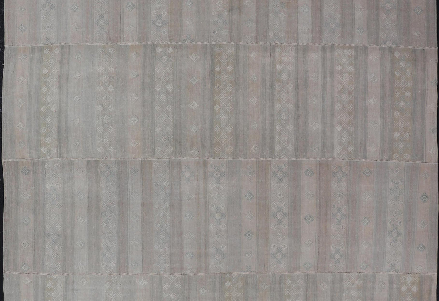 Vintage Turkish Square Kilim Rug in Soft Pastel Tones with Intricate Patterns - Keivan Woven ArtsEN - 15809Rug