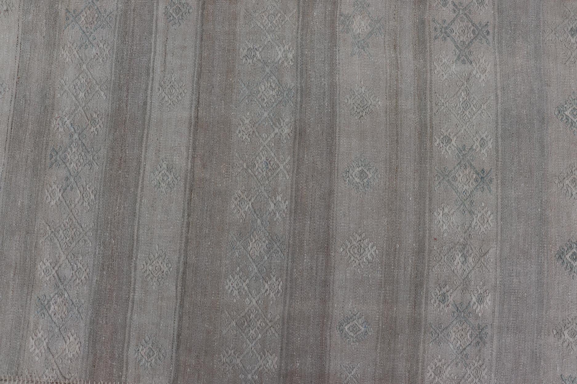 Vintage Turkish Square Kilim Rug in Soft Pastel Tones with Intricate Patterns - Keivan Woven ArtsEN - 15809Rug