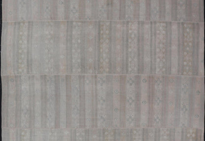 Vintage Turkish Square Kilim Rug in Soft Pastel Tones with Intricate Patterns - Keivan Woven ArtsEN - 15809Rug