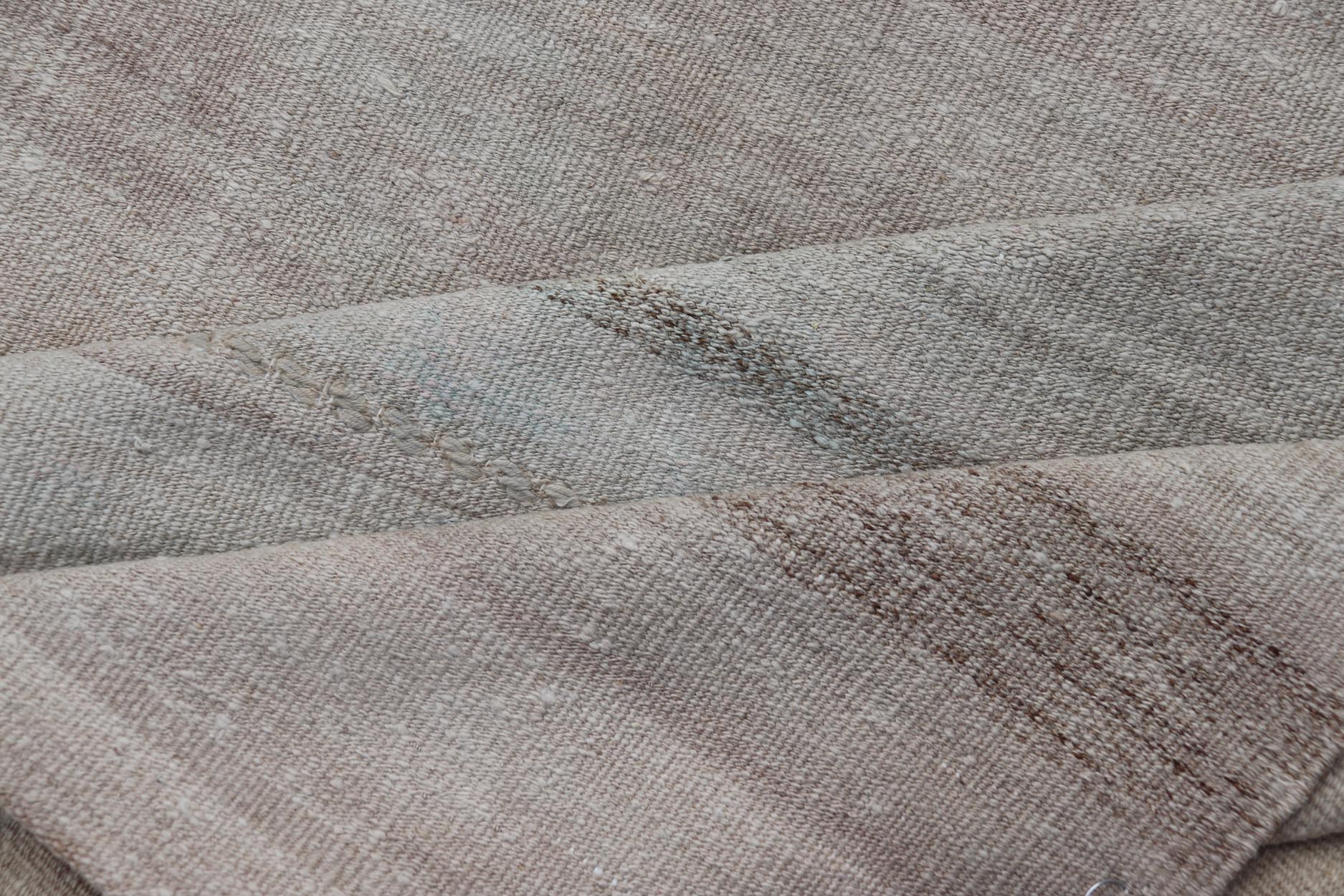 Soft Stripe Neutral Vintage Turkish Kilim Rug - Keivan Woven ArtsEN - 15873Rug