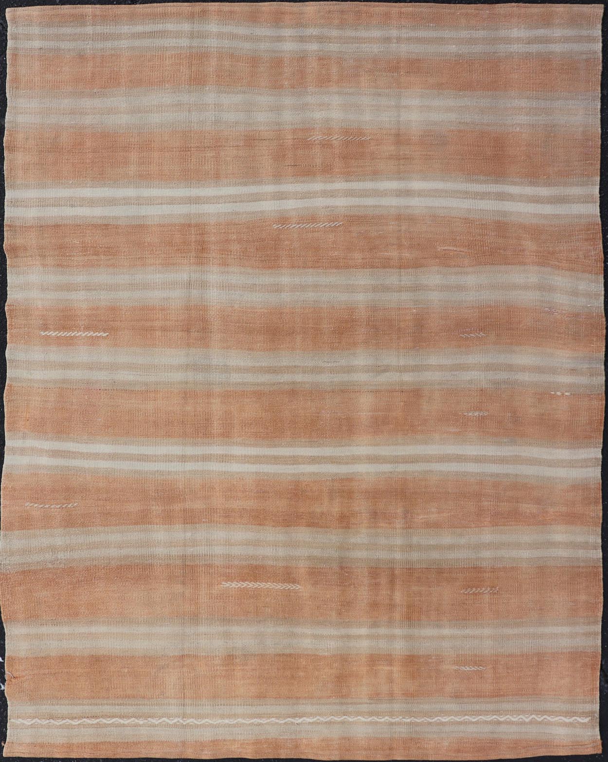 Warm Earth Tone Turkish Vintage Kilim Rug - Keivan Woven ArtsEN - 15879Rug