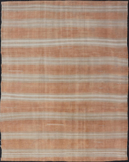 Warm Earth Tone Turkish Vintage Kilim Rug - Keivan Woven ArtsEN - 15879Rug