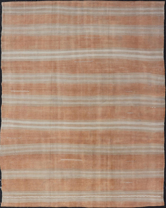Warm Earth Tone Turkish Vintage Kilim Rug - Keivan Woven ArtsEN - 15879Rug