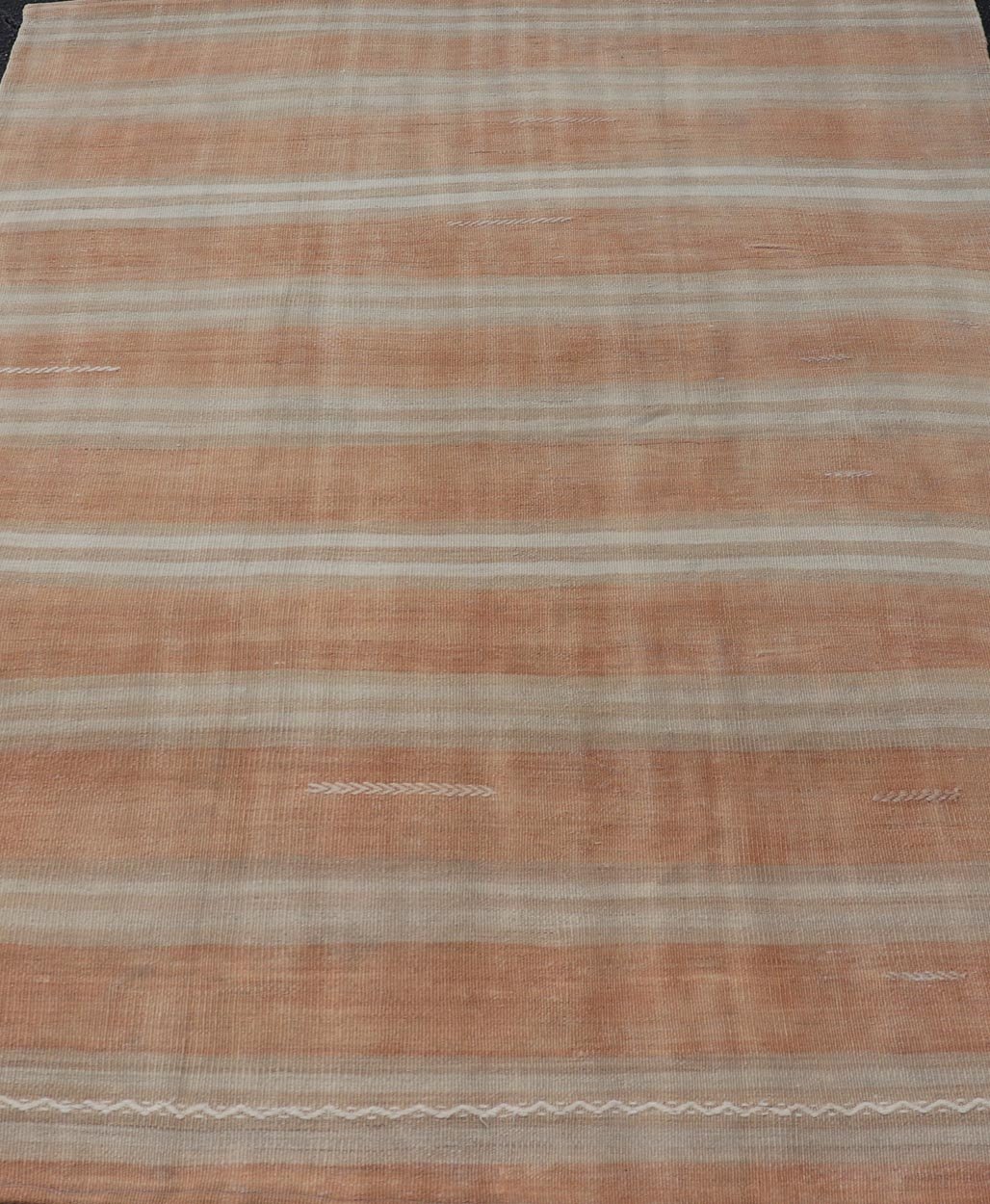 Warm Earth Tone Turkish Vintage Kilim Rug - Keivan Woven ArtsEN - 15879Rug