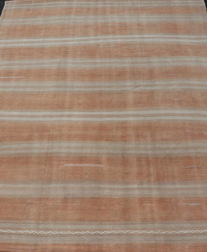 Warm Earth Tone Turkish Vintage Kilim Rug - Keivan Woven ArtsEN - 15879Rug