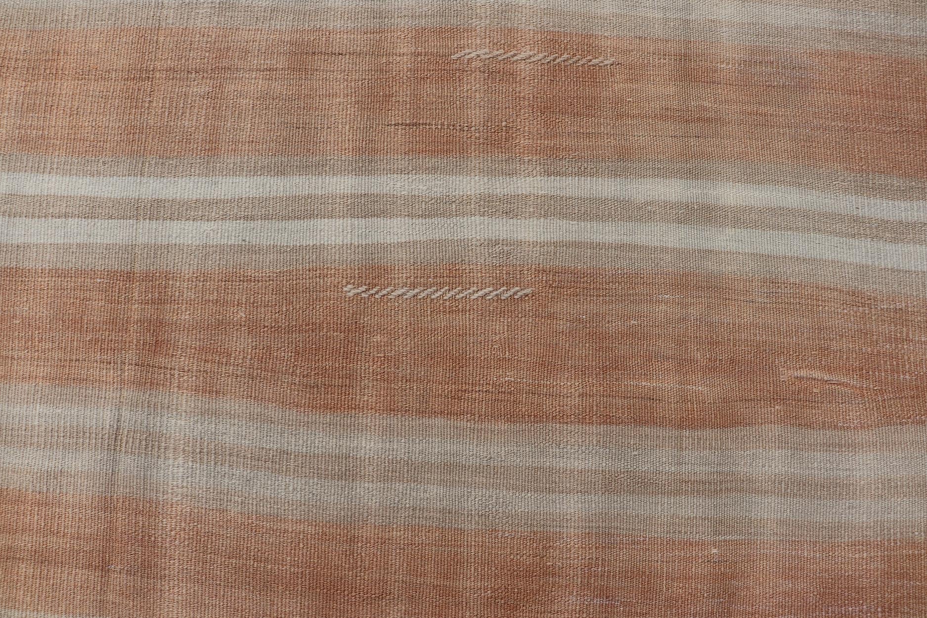 Warm Earth Tone Turkish Vintage Kilim Rug - Keivan Woven ArtsEN - 15879Rug