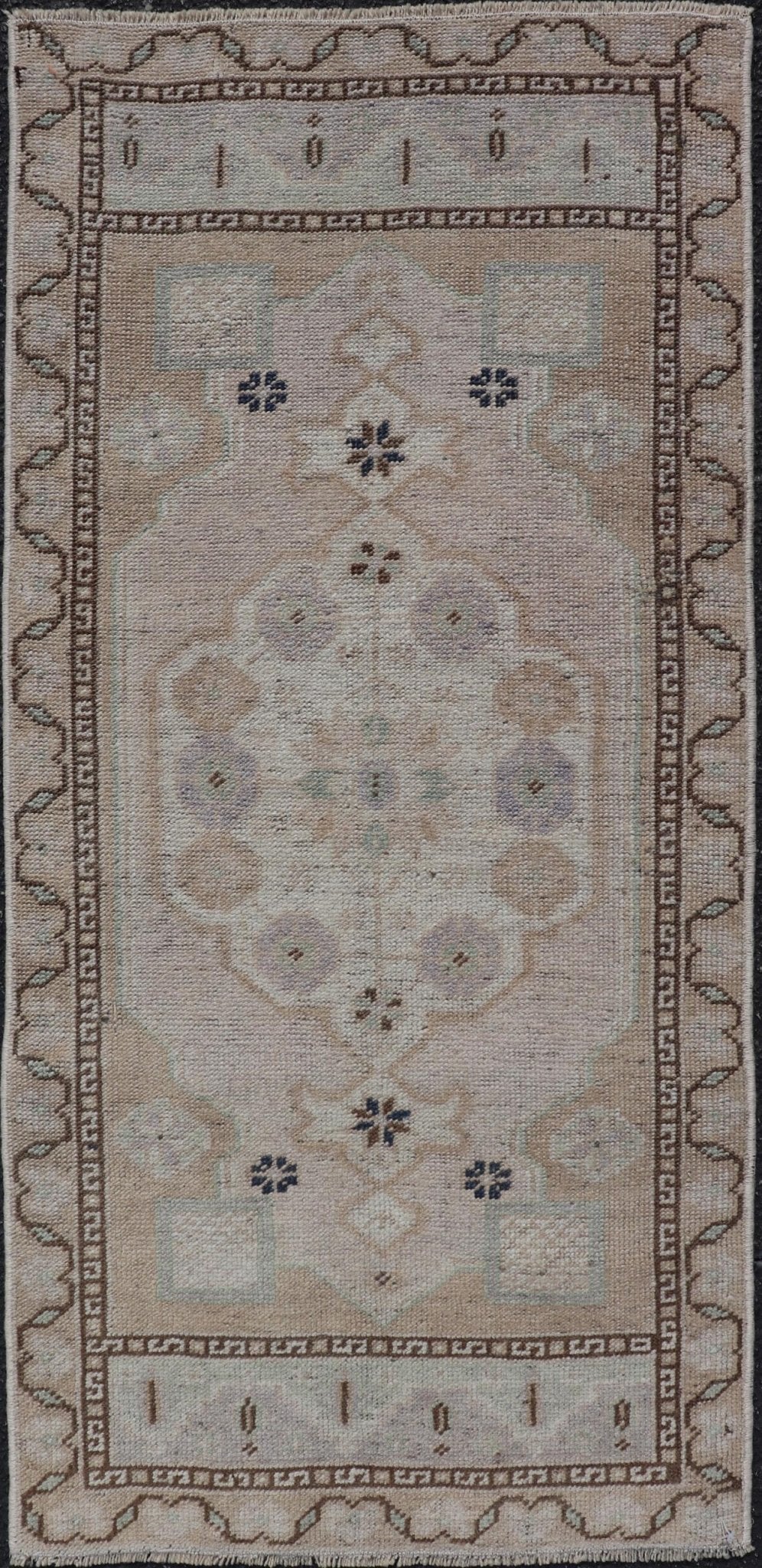 Vintage Turkish Oushak Rug with All - Over Sub - Geometric Medallion Design Keivan Woven Arts / rug EN - 15901, country of origin / type: Turkey / Oushak, circa 1950 Measures: 1'9 x 3'7 - Keivan Woven ArtsEN - 15901 - 23995Rug