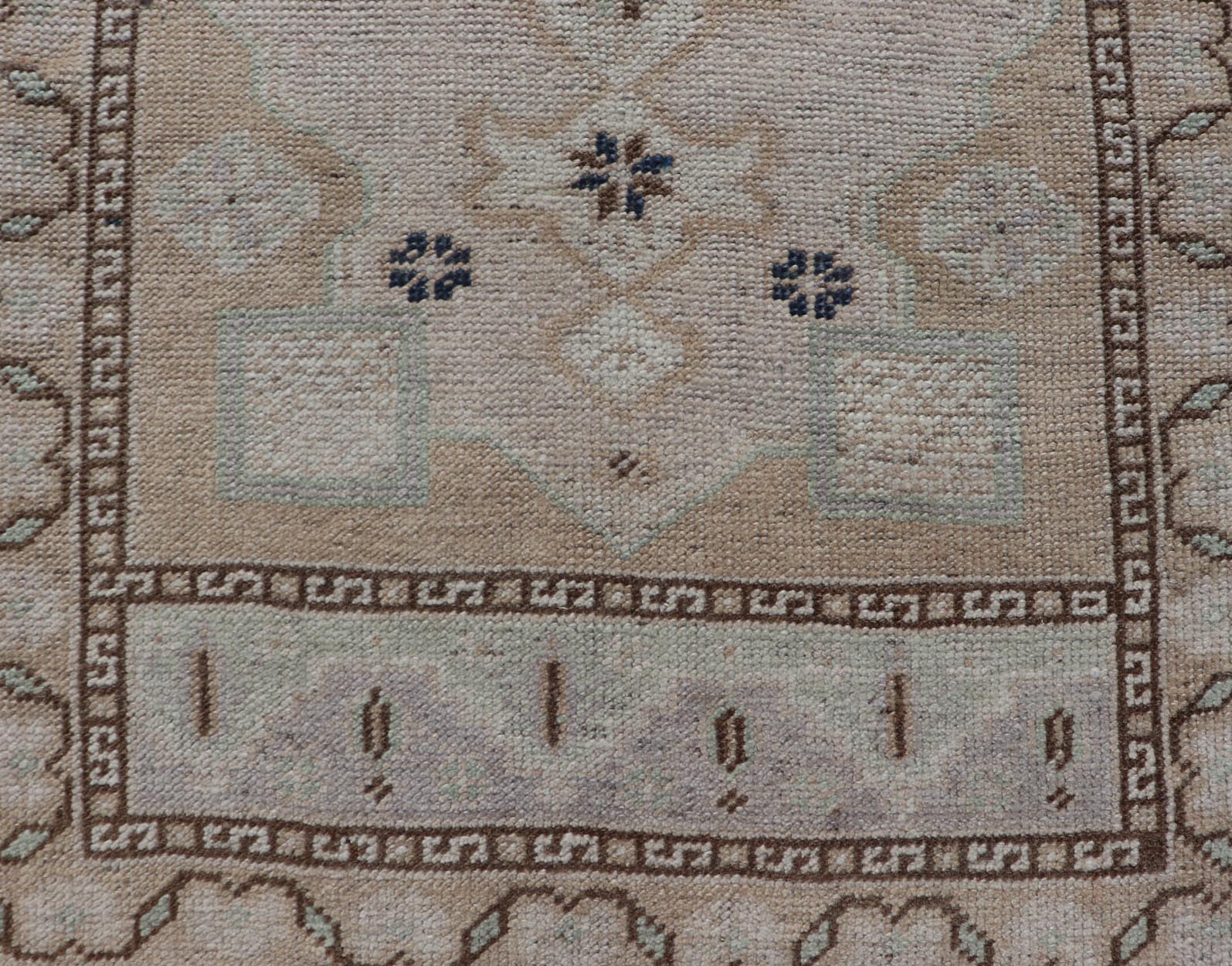 Vintage Turkish Oushak Rug with All - Over Sub - Geometric Medallion Design Keivan Woven Arts / rug EN - 15901, country of origin / type: Turkey / Oushak, circa 1950 Measures: 1'9 x 3'7 - Keivan Woven ArtsEN - 15901 - 23995Rug
