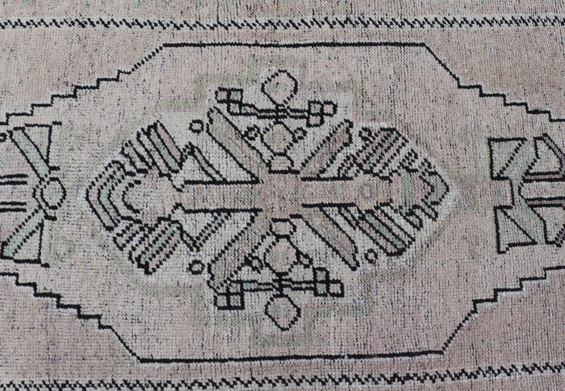 Vintage Turkish Oushak Rug with All - Over Sub - Geometric Medallion Design Keivan Woven Arts / rug EN - 15904, country of origin / type: Turkey / Oushak, circa 1950 Measures: 1'6 x 3'5 - Keivan Woven ArtsEN - 15904 - 24061Rug