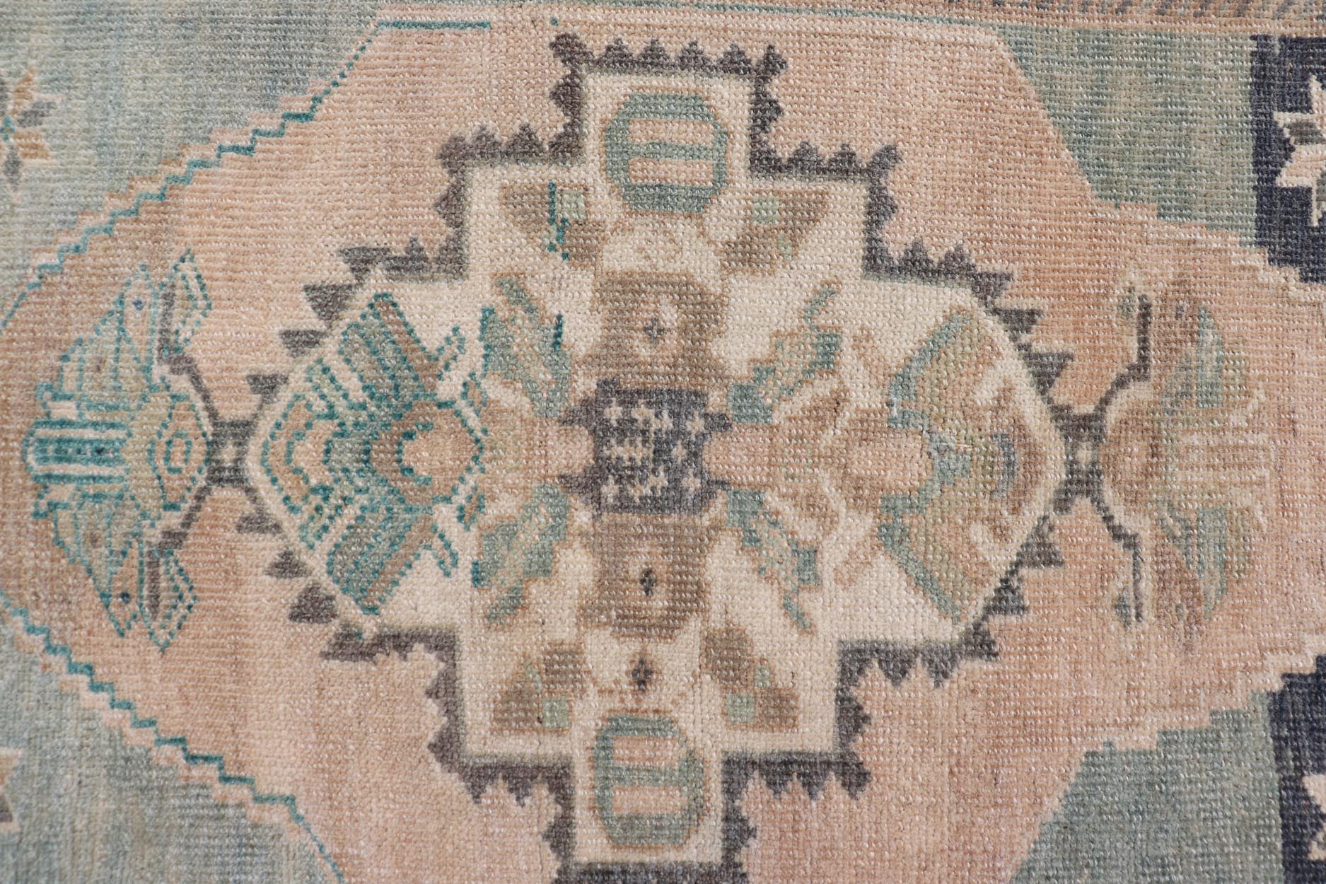 Vintage Turkish Oushak Rug with All - Over Sub - Geometric Medallion Design Keivan Woven Arts / rug EN - 15907, country of origin / type: Turkey / Oushak, circa 1950 Measures: 2'1 x 2'10 - Keivan Woven ArtsEN - 15907 - 24067Rug