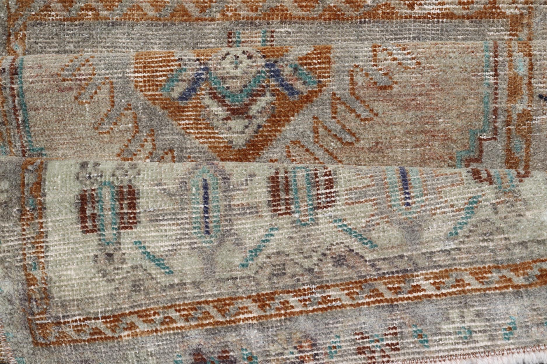 Vintage Turkish Oushak Rug with All - Over Sub - Geometric Medallion Design Keivan Woven Arts / rug EN - 15909, country of origin / type: Turkey / Oushak, circa 1950 Measures: 1'4 x 3'9 Small Turkish small size in multi colors and sub Geo... - Keivan Woven ArtsEN - 15909 - 24079Rug