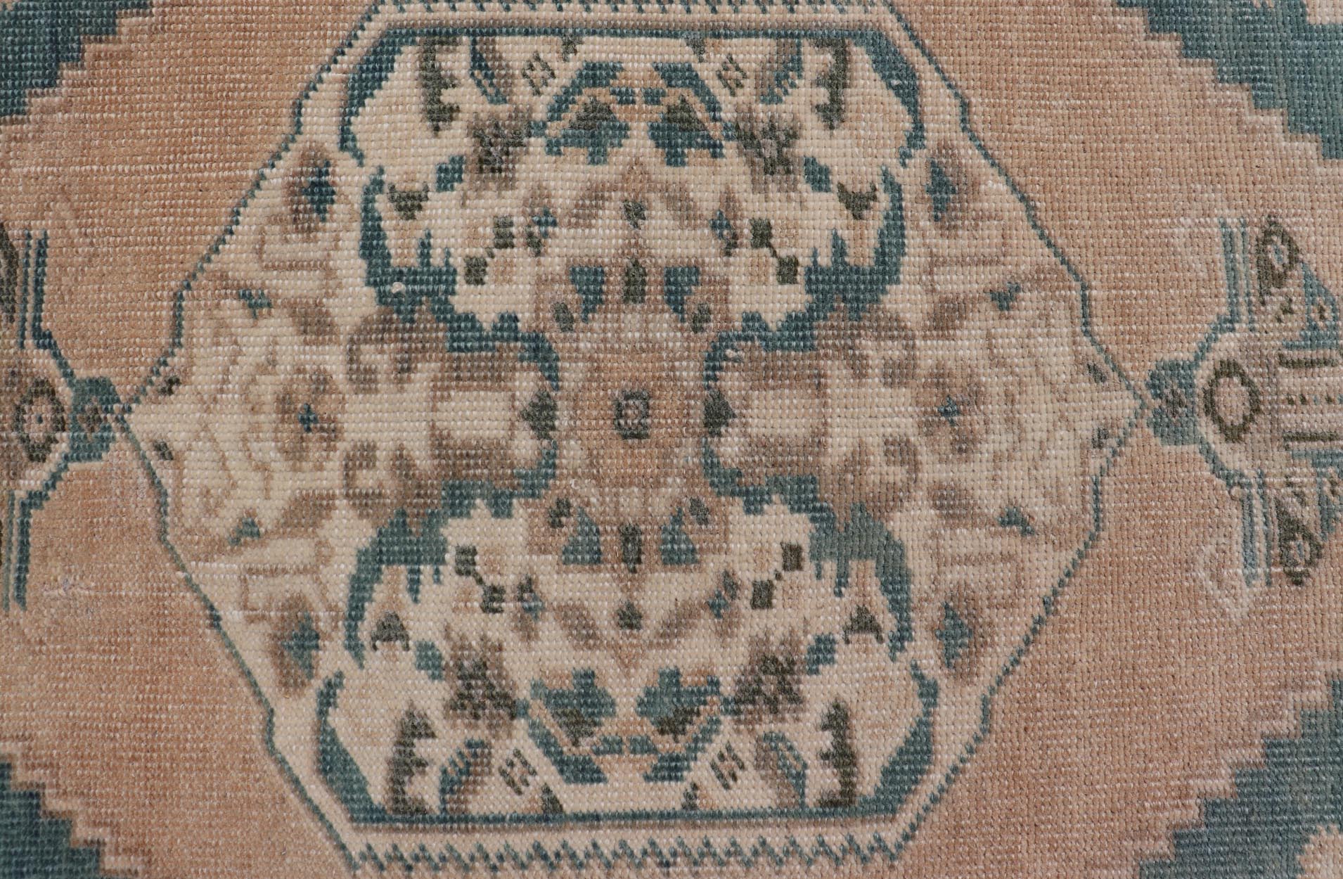 Vintage Turkish Oushak Rug with All - Over Sub - Geometric Medallion Design Keivan Woven Arts / rug EN - 15915, country of origin / type: Turkey / Oushak, circa 1950, Oushak rug, vintage Turkish Oushak, Oushak vintage rug, small Turkish Oushak rug, small... - Keivan Woven ArtsEN - 15915 - 24085Rug