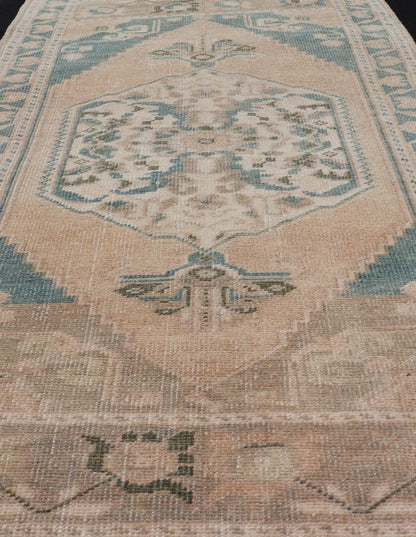Vintage Turkish Oushak Rug with All - Over Sub - Geometric Medallion Design Keivan Woven Arts / rug EN - 15915, country of origin / type: Turkey / Oushak, circa 1950, Oushak rug, vintage Turkish Oushak, Oushak vintage rug, small Turkish Oushak rug, small... - Keivan Woven ArtsEN - 15915 - 24085Rug