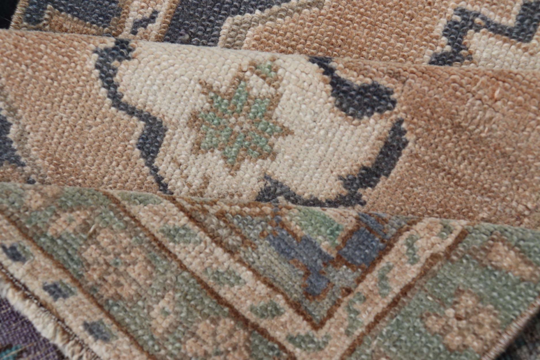 Vintage Turkish Oushak Rug with All - Over Sub - Geometric Medallion Design Keivan Woven Arts / rug EN - 15917, country of origin / type: Turkey / Oushak, circa 1950 Measures: 1'8 x 3'3 - Keivan Woven ArtsEN - 15917 - 24091Rug