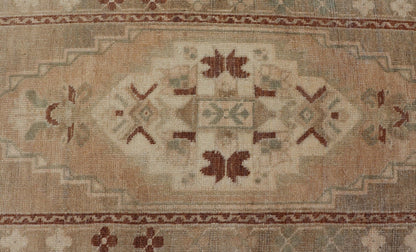 Vintage Turkish Oushak Rug in Teal Color with Geometric Medallion Design, Keivan Woven Arts / rug/ EN - 15919, country of origin / type: Turkey / Oushak, circa 1950 Measures: 1'10 x 3'6 Vintage Turkish Yasick Rug with Sub - Geometric Medallio... - Keivan Woven ArtsEN - 15919 - 24097Rug